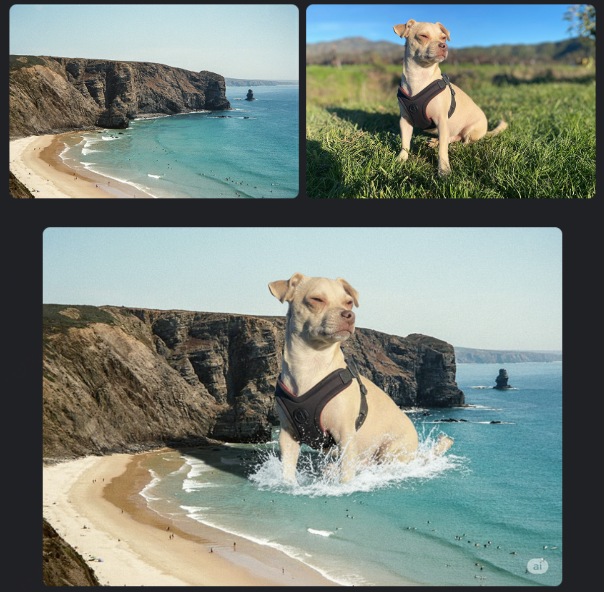 Make my dog look like  a giant rising out of the sea
