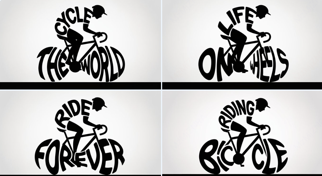 Instead of the phrase ‘Riding Bicycle’ cleverly used in the image, replace it with ‘[PHRASE]’ in a similar way.
