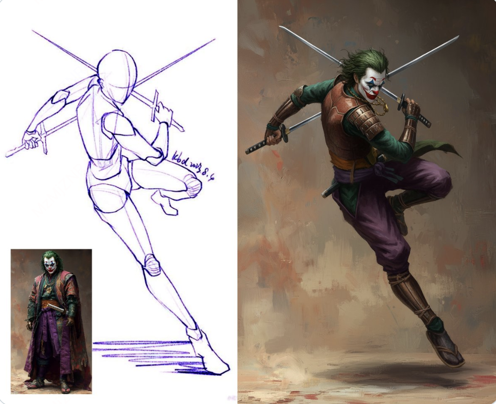 Replace the character from Image 1 with the pose from Image 2, shot in a professional studio.