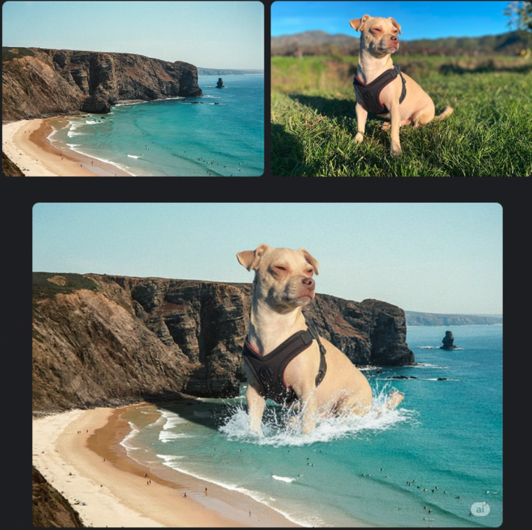 Make my dog look like a giant rising out of the sea